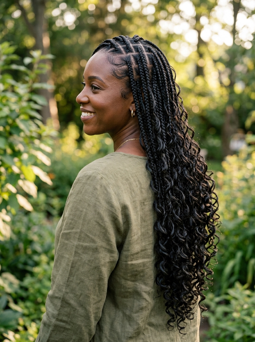 Long French Curl Braids als Braids mit Locken Inspiration 2026
